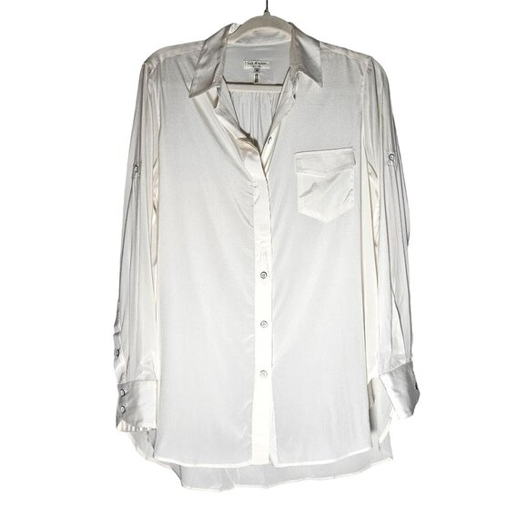 rag & bone Silk Blouse M – Minimalist Chic Neutral Capsule Wardrobe layering - Picture 2 of 11